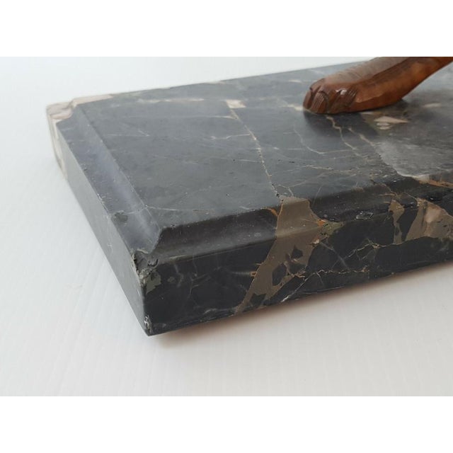 Art Deco Panther in Walnut and Marble, 1920s-1930s For Sale - Image 8 of 11