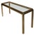 A Mastercraft style, vintage console table crafted in polished brass with a glass top in a clean architectural form. The...