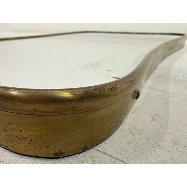 Metal Vintage Italian Brass Wall Mirror, 1950s For Sale - Image 7 of 12