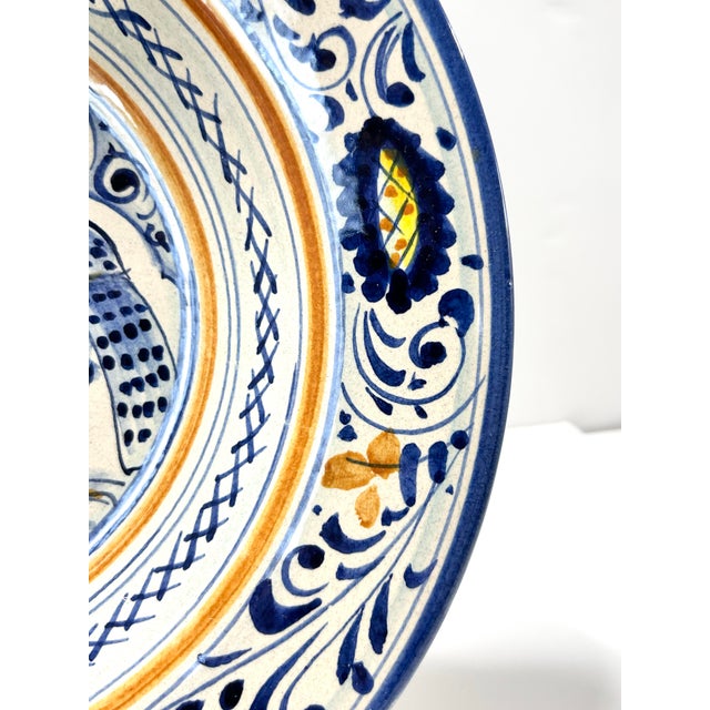 Mid 20th Century Mid 20th Century Verdiani Firenze Italian Majolica Bowl – “Decoro Arcaico” Bird Motif, Hand Painted 10” Charger Plate Bowl For Sale - Image 5 of 10