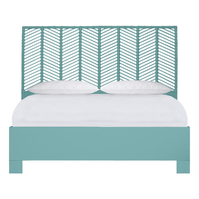 Liam Platform Bed King - Turquoise For Sale
