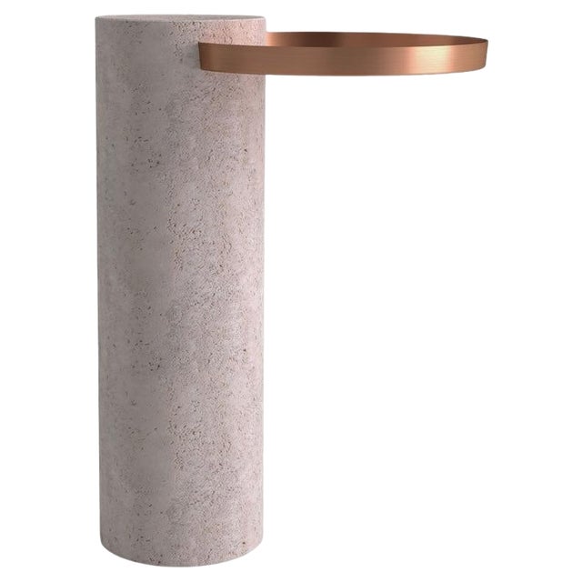 High Travertine Guéridon Table by Sebastian Herkner For Sale