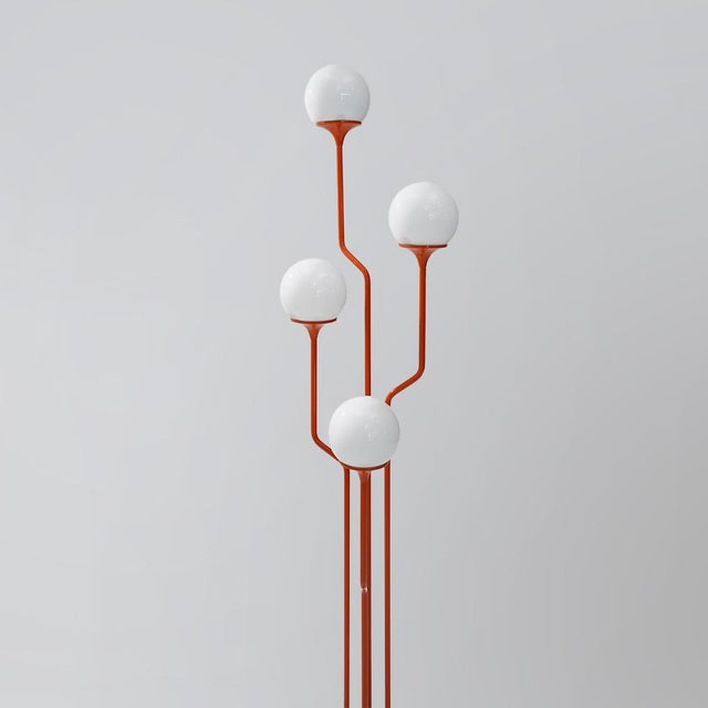 Orange 4-Light Floor Lamp in Glass and Metal from Reggiani, 1970s For Sale - Image 8 of 13