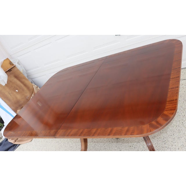 1980s Henredon Mahogany Double Pedestal Dining Table With Leaves – Traditional Formal For Sale In Tampa - Image 6 of 12