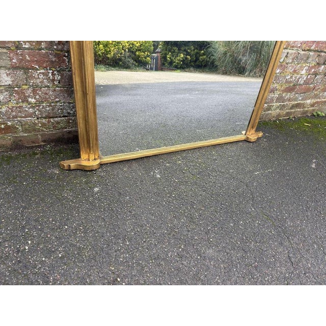 Large Antique 19th Century English Top Gilt Overmantle Mirror For Sale - Image 4 of 7