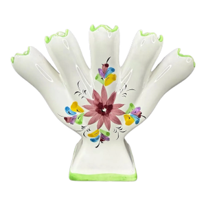 Vintage Vestal Made in Portugal Finger Floral Ceramic Hand Painted Vase