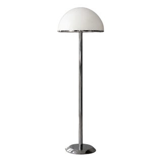 Vintage Swedish Chrome and White Acrylic Floor Lamp from Nybro Armaturfabrik, 1970s For Sale