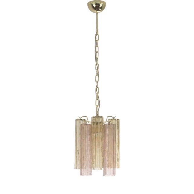 Tronchi Ceiling Lamp in Smoked and Pink Murano Glass, 1990s For Sale