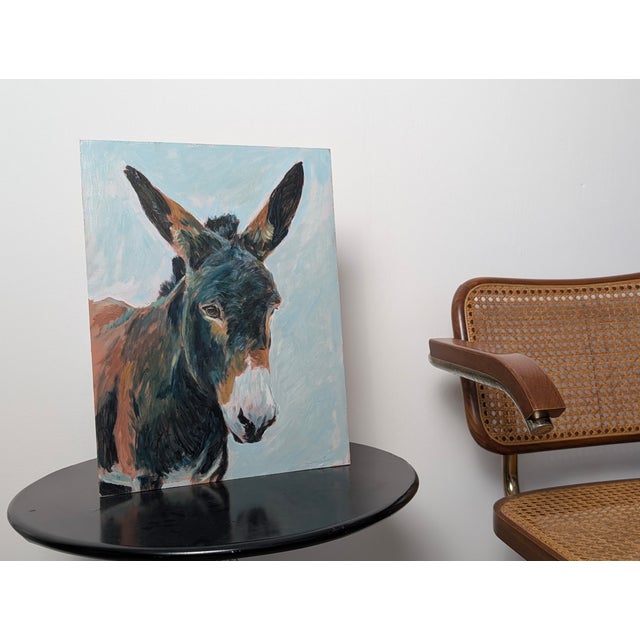 Unknown, Oil on Panel, Portrait of a Donkey, 20th Century, 1990s, Oil, in Very Good conditions. Designed 1990 to 1999 This...