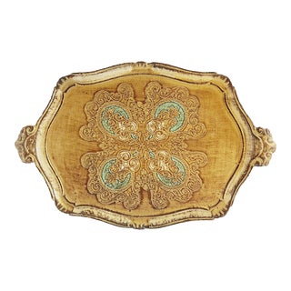 Vintage Italian Florentine Gltwood Tray For Sale