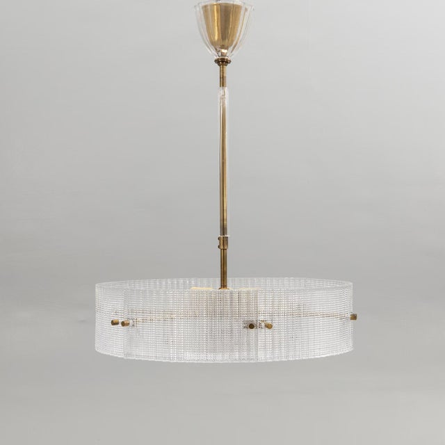 1960s Vintage Swedish Pendant Lamp in Glass and Brass by Carl Fagerlund for Orrefors, 1960s For Sale - Image 5 of 5