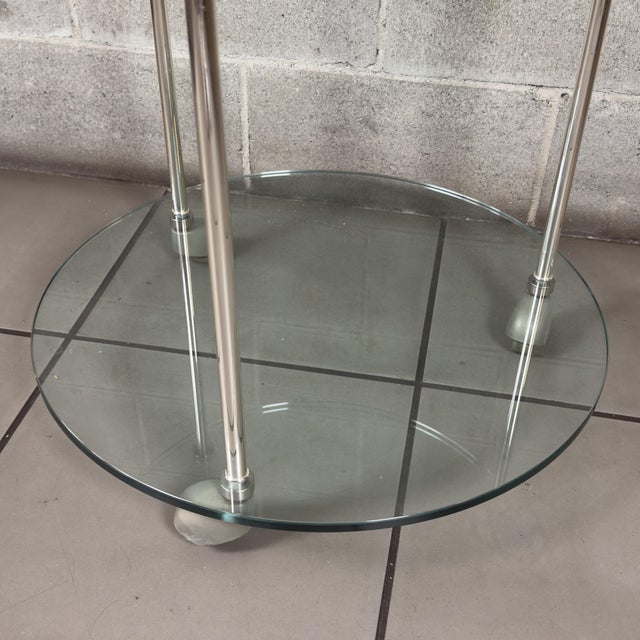 Metal Circular Crystal Bar Cart with Two-Tiers and Chromed Metal For Sale - Image 7 of 11