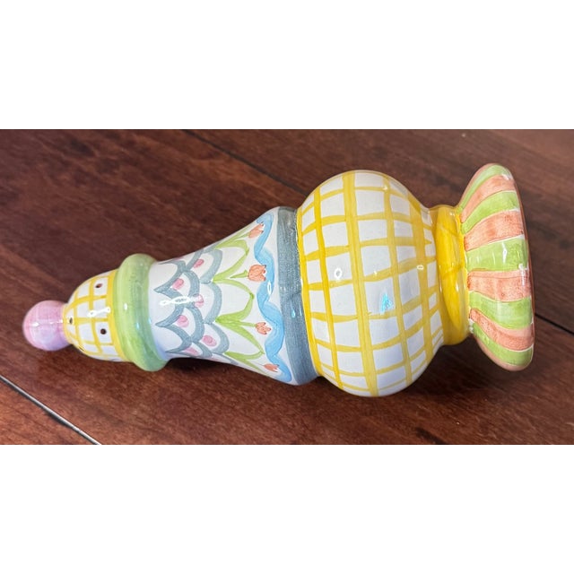 Ceramic Late 20th Century MacKenzie-Childs Aurora 1997 Hand-Painted Ceramic Sugar Shaker / Caster For Sale - Image 7 of 18