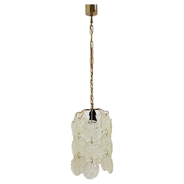 Brass and Glass Pendant Lamp from Zelezny Brod, 1970s For Sale