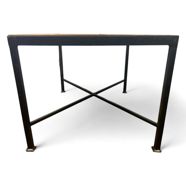 Coffee Table in Oak and Black Wrought Iron For Sale - Image 11 of 17