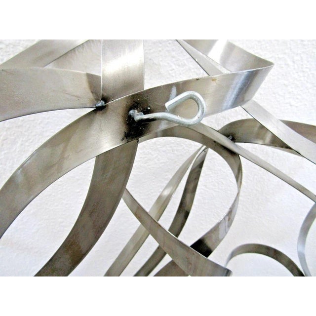 Vintage Silver Aluminum Abstract Ribbon Wall Sculpture Attributed to Curtis Jere For Sale - Image 12 of 12