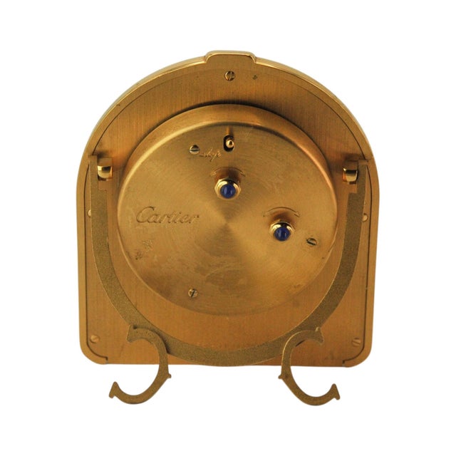 18CT Gold Plated Cased Romane Pendulette Quartz Alarm Clock by Cartier, Paris, 1980s For Sale - Image 9 of 13