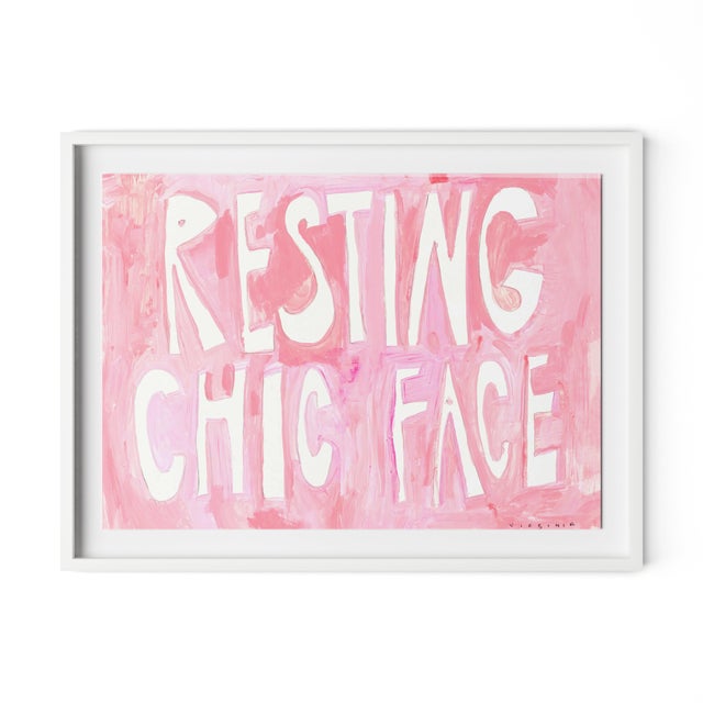 Virginia Chamlee Resting Chic Face by Virginia Chamlee in White Frame, Large Art Print For Sale - Image 4 of 4