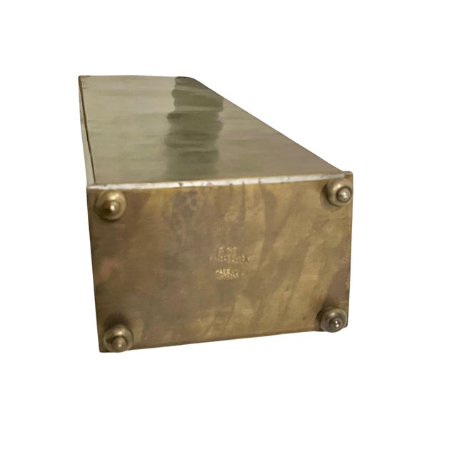 Vintage Edward Alden Brutalist Brass-Tone Metal Wall Curio Shelf Cabinet, Hong Kong, Signed For Sale - Image 12 of 17