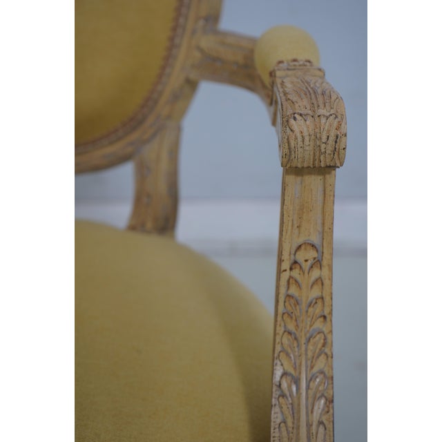 1980s Set of 8 French Louis XVI Newly Upholstered Dining Room Armchairs For Sale - Image 5 of 12