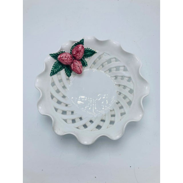 Italian Ceramic Ruffle, Basket Weave Bowl For Sale In Charleston - Image 6 of 6