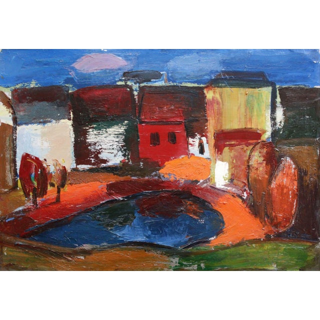 Aleksandr Rodin, City Landscape, Talsi, Oil on Cardboard, 1970s For Sale - Image 10 of 10