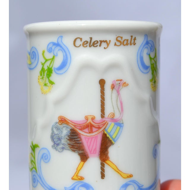 1993 Lenox Carousel Celery Salt Spice Fine Bone Ceramic Porcelain Jar Gold Trim Collectible For Sale In Miami - Image 6 of 14