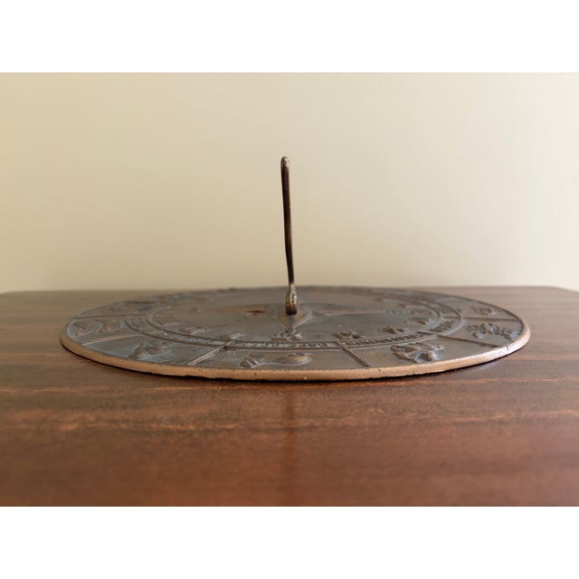 Metal Vintage English Country Iron Garden Sundial With Zodiac Signs For Sale - Image 7 of 9