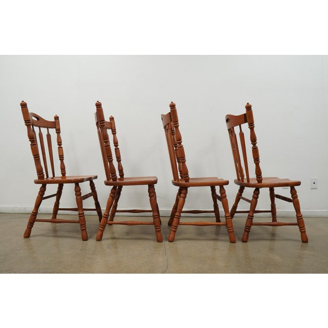 Brown Vintage Tell City Early American Colonial Solid Wood Dining Chairs (Set of 8) For Sale - Image 8 of 17