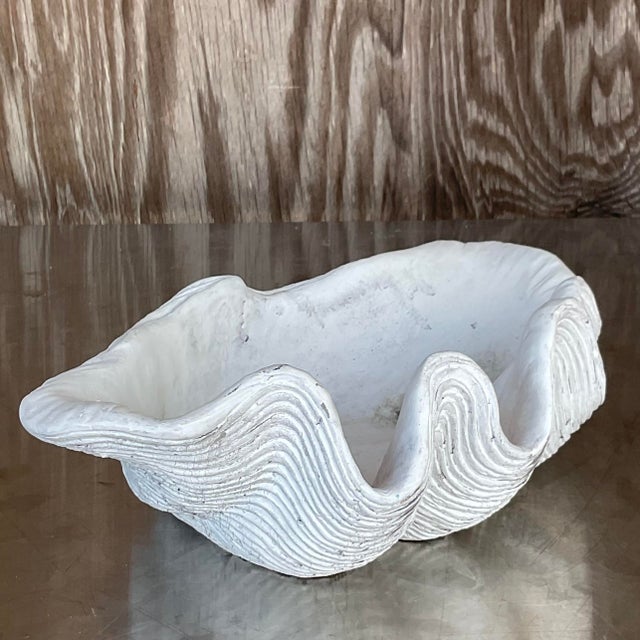 Vintage Coastal Cast Concrete Clam Shell Chairish