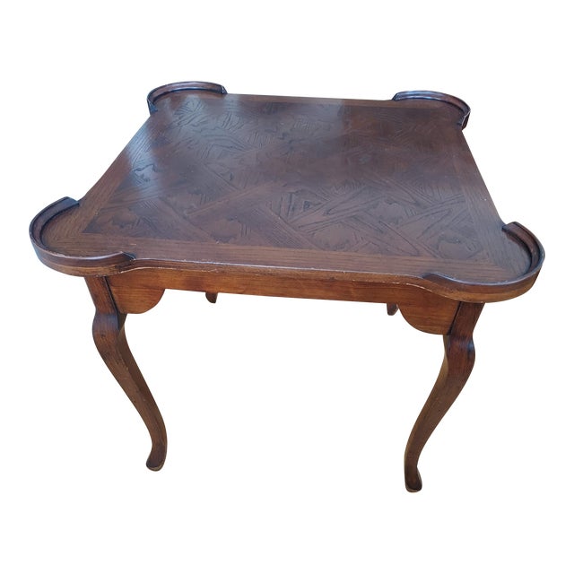 Late 19th Century Antique Solid Wood Banded Card Table With Corner