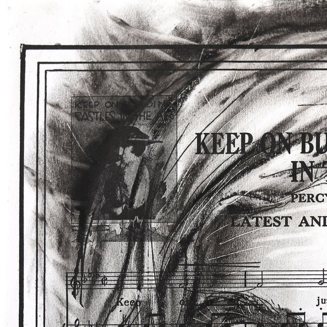 Robert Lebsack creates artworks using mixed media with ink, acrylic, and charcoal on archival copies of newspapers,...