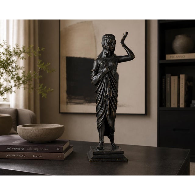 Egyptian Revival Female Figure in Patinated Metal, 1920s For Sale - Image 3 of 15