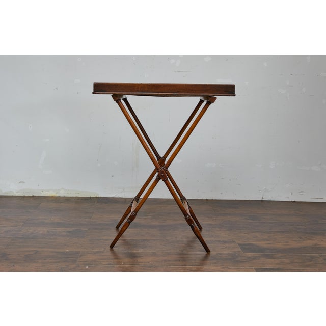 19th Century 19th Century English Tray on Stand Mahogany Side Table with X-Form Base For Sale - Image 5 of 12