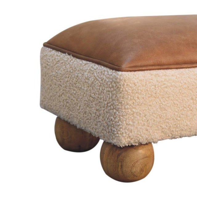 Wood Solid Wood Upholstered Accent Stool For Sale - Image 7 of 7