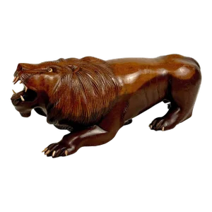 Vintage 15" Traditional Mahogany Lion Carved Sculpture