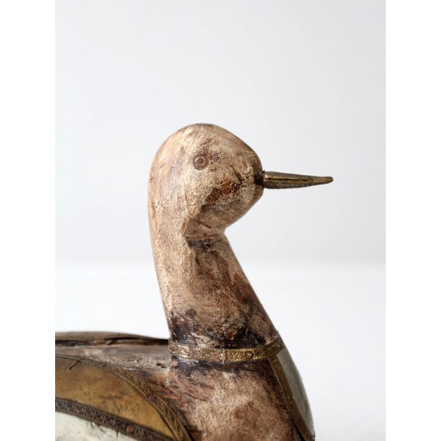 Early 20th Century Vintage Folk Art Wood and Metal Duck Figurine For Sale - Image 5 of 9