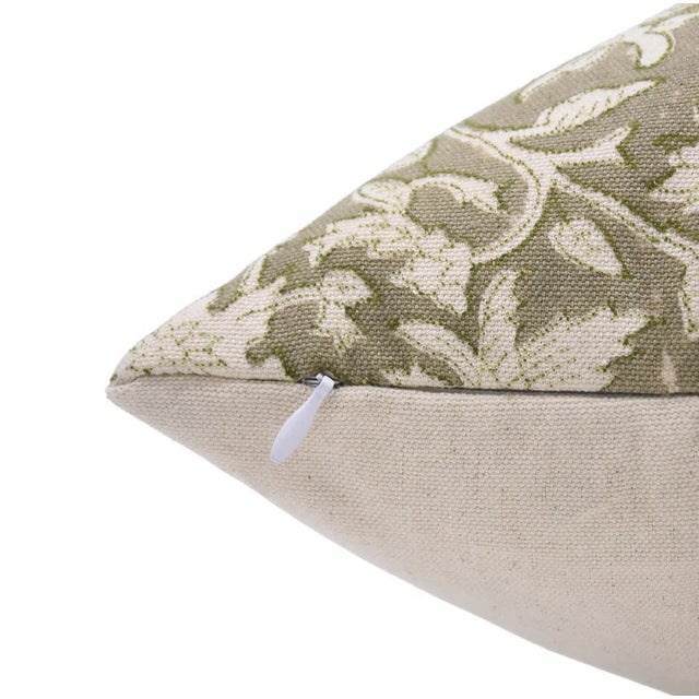Art Deco Fabdivine Indian Block Print Cushion Cover 14x14 Inch Duck Canvas-Manikarnika For Sale - Image 3 of 4