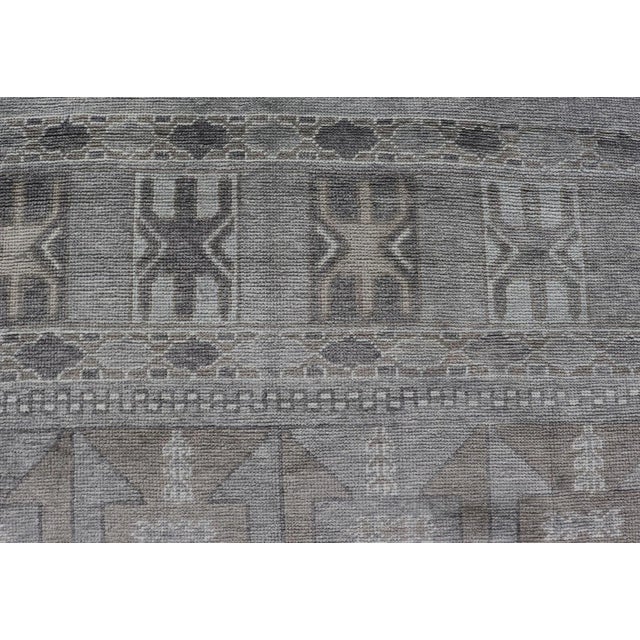 Textile Modern Turkish Oushak Rug With Shades of Gray With Tribal Design For Sale - Image 7 of 12