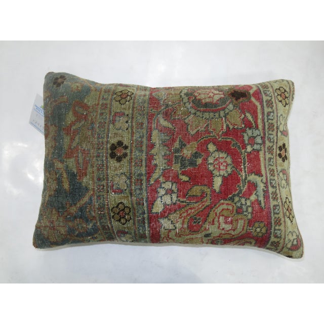 Zabihi Collection Pink Gray Traditional Tabriz Lumbar Size Rug Pillow For Sale - Image 4 of 5