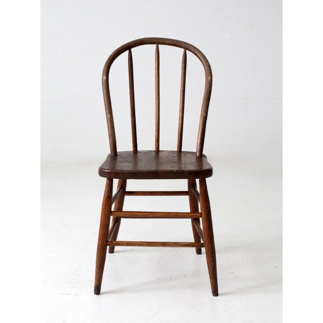 Farmhouse Antique Spindle Back Chair For Sale - Image 3 of 10