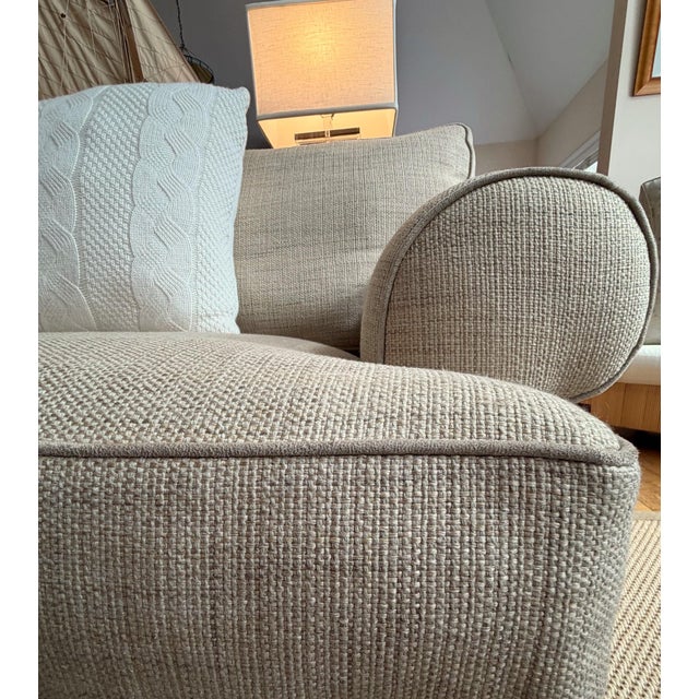 Custom English Country Roll-Arm Sofa in Tan Tweed For Sale - Image 14 of 18
