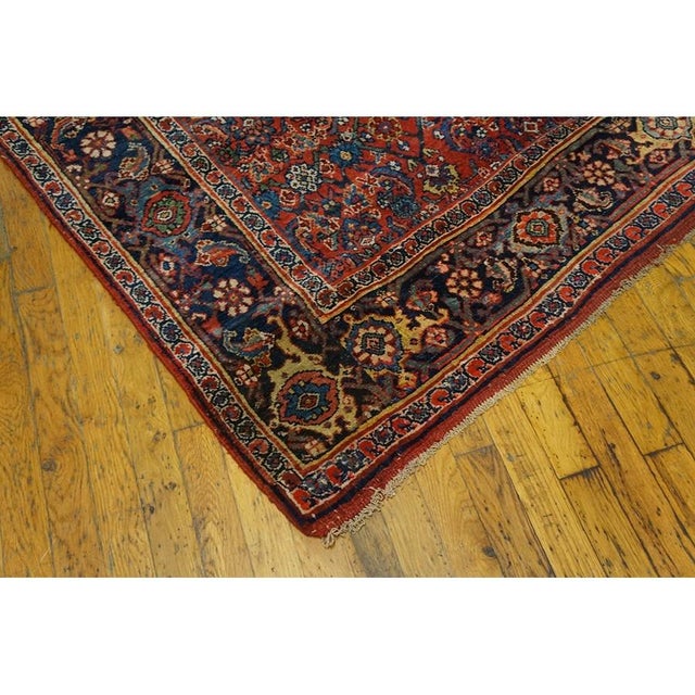 1890s Traditional Red Field Antique Shah Abbas Bidjar Hallway Runner Rug For Sale In New York - Image 6 of 8