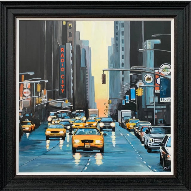 Radio City New York Nyc Sunset - Unique Original Art by Contemporary British Urban Landscape Artist, For Sale - Image 13 of 13