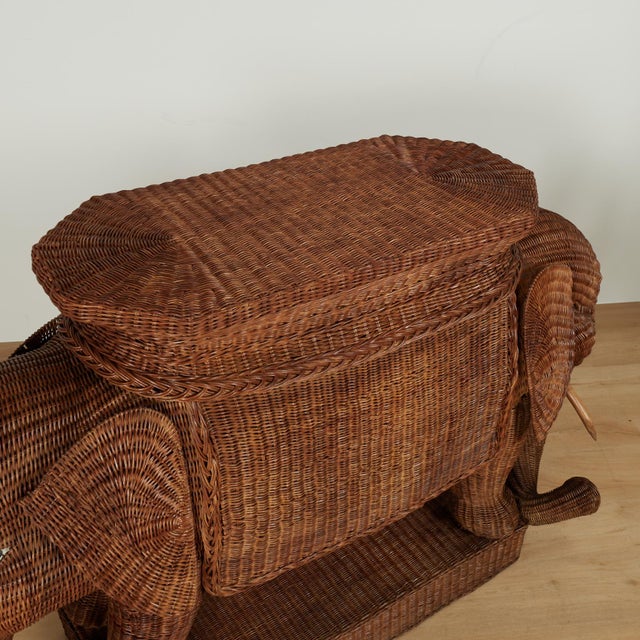 Vintage Italian Wicker Elephant Serving Bar For Sale - Image 13 of 18