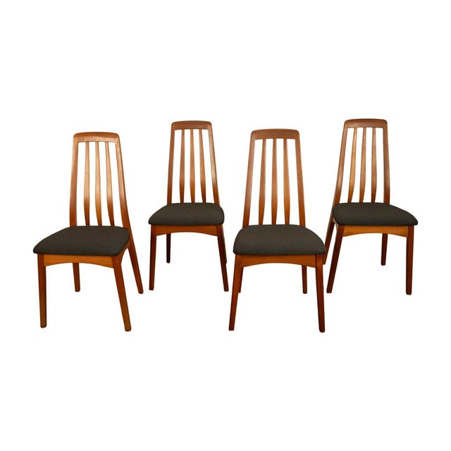 A very attractive set of four Danish Mid century Modern teak "Eva" dining chairs by Niels Koefoed for Koefoeds Hornslet,...