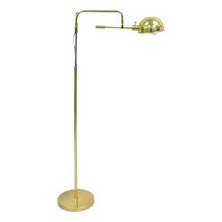 Vintage Modern Pivoting Polished Brass Adjustable Pharmacy Task Floor Lamp For Sale