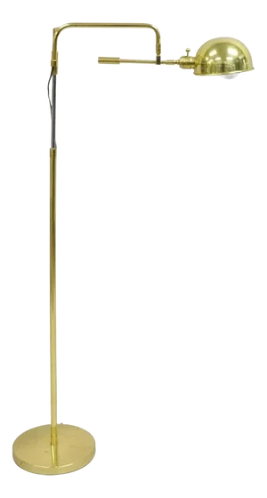 Vintage Modern Pivoting Polished Brass Adjustable Pharmacy Task Floor Lamp