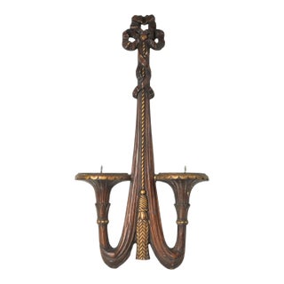 Extra Large Vintage Bow and Tassel Wall Hanging Candle Holder for Pillar Candles For Sale
