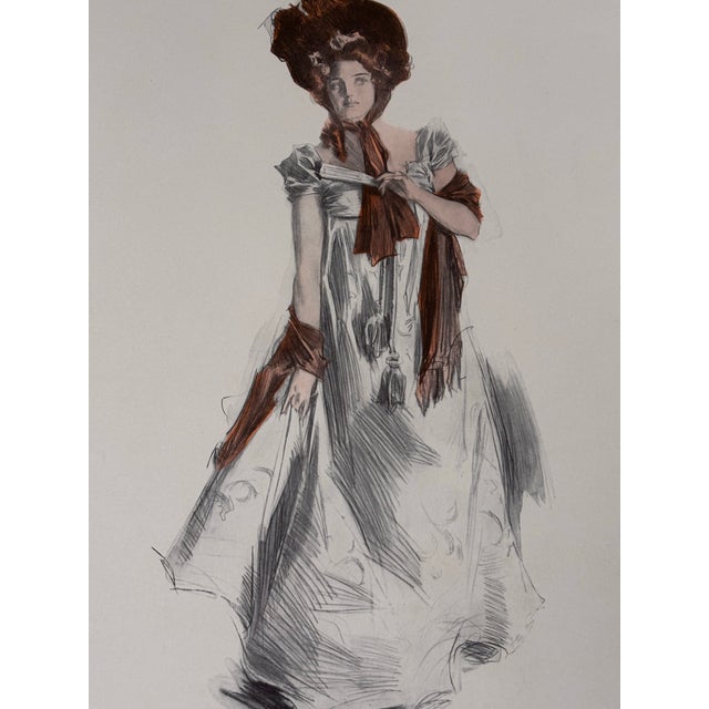 A Belle of the Olden Time by Howard Chandler Christy. Signed in Plate. This is an original 1908 color lithograph printed...